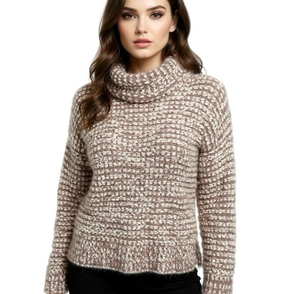 MORAL FIBER Sweater Womens Sz XL Mauve Chunky Preppy Open Knit Soft Turtle Neck - Picture 1 of 11